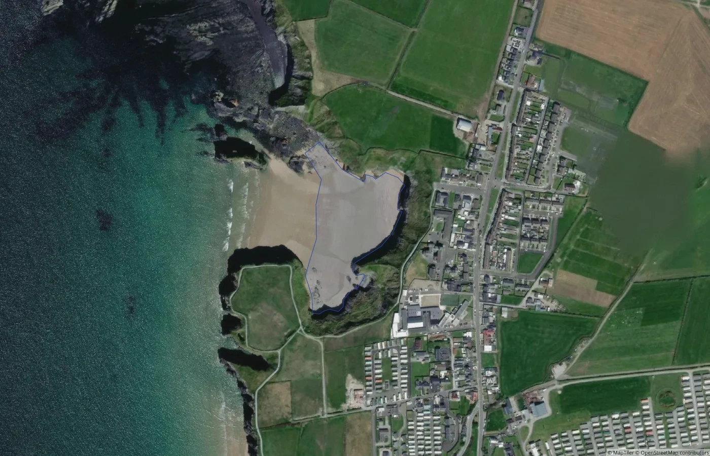 Aerial map view of Nuns Beach in County Kerry