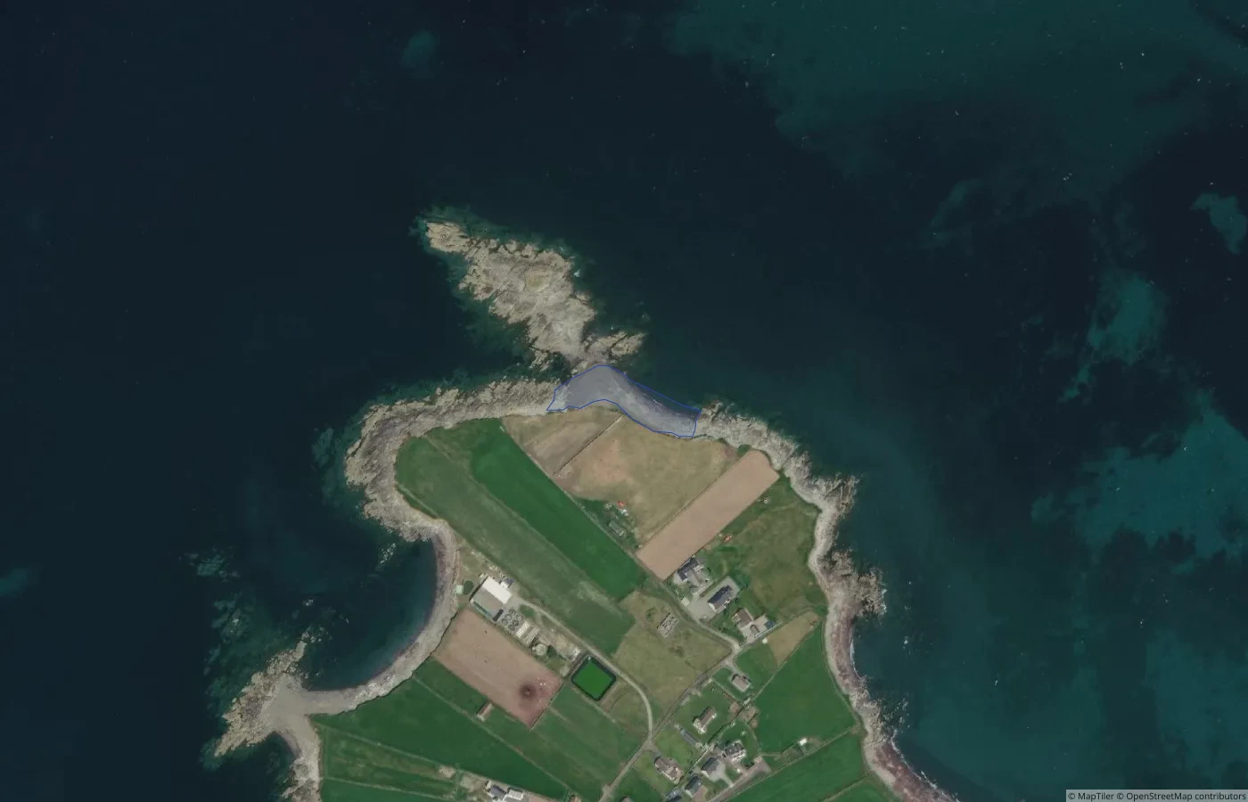 Aerial map view of North Kilshannig Beach in County Kerry