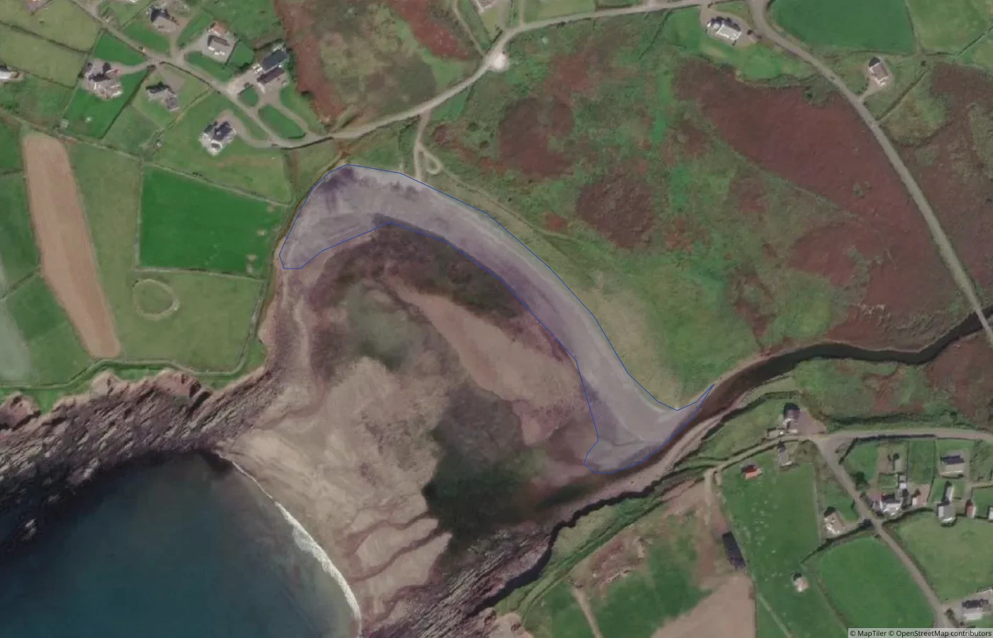 Aerial map view of Feohanagh Bay Beach in County Kerry