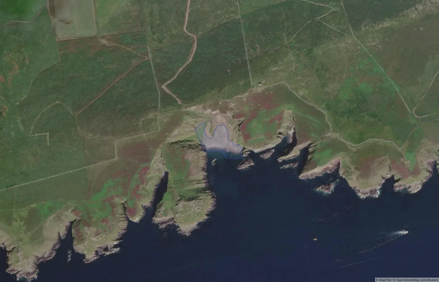 Aerial map view of Unnamed Gravel Cove near Eask Tower in County Kerry