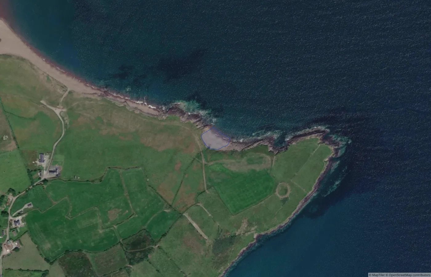 Aerial map view of Unnamed Cove near Brandon Beach in County Kerry