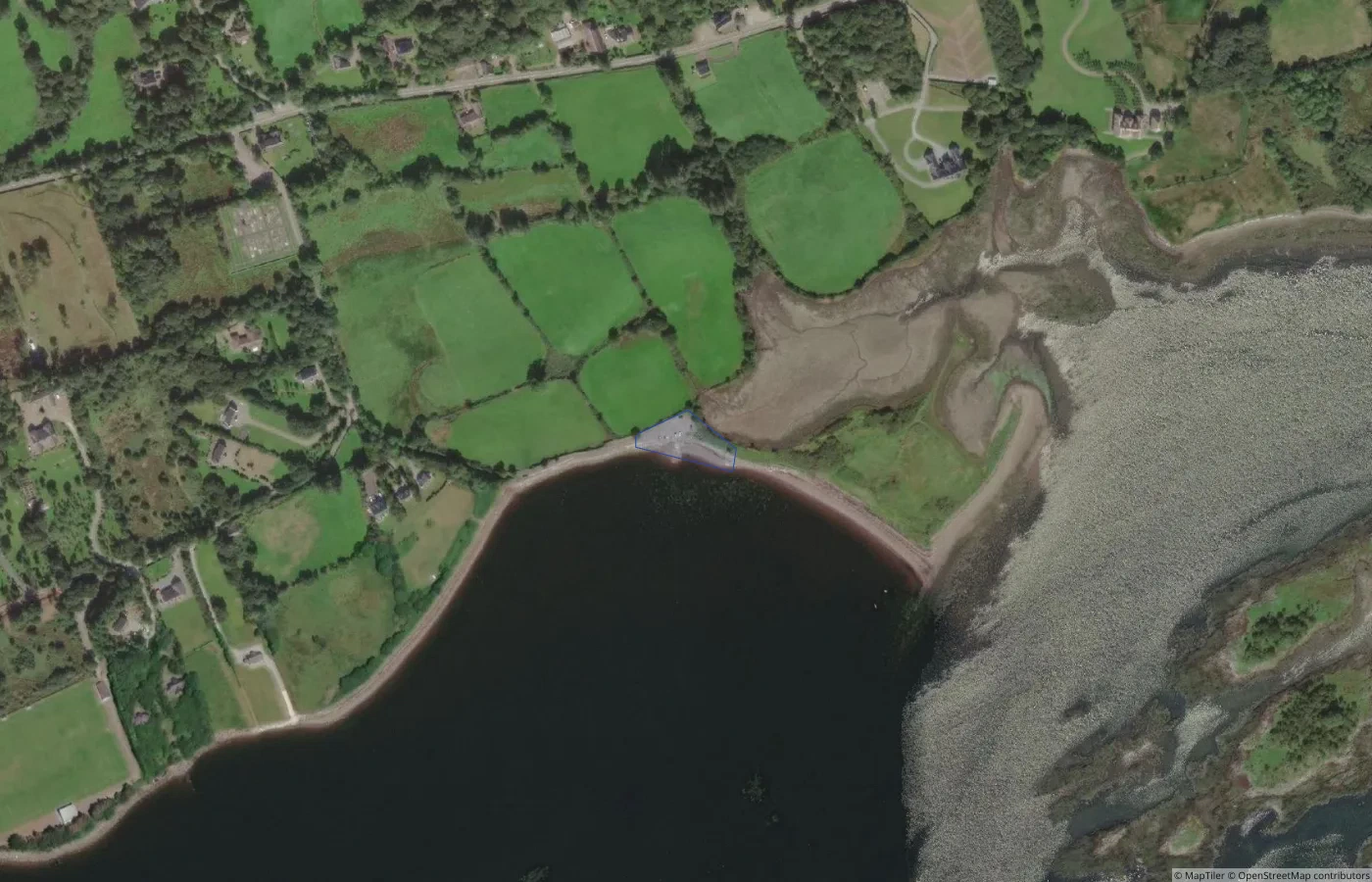 Aerial map view of Coss Strand in County Kerry