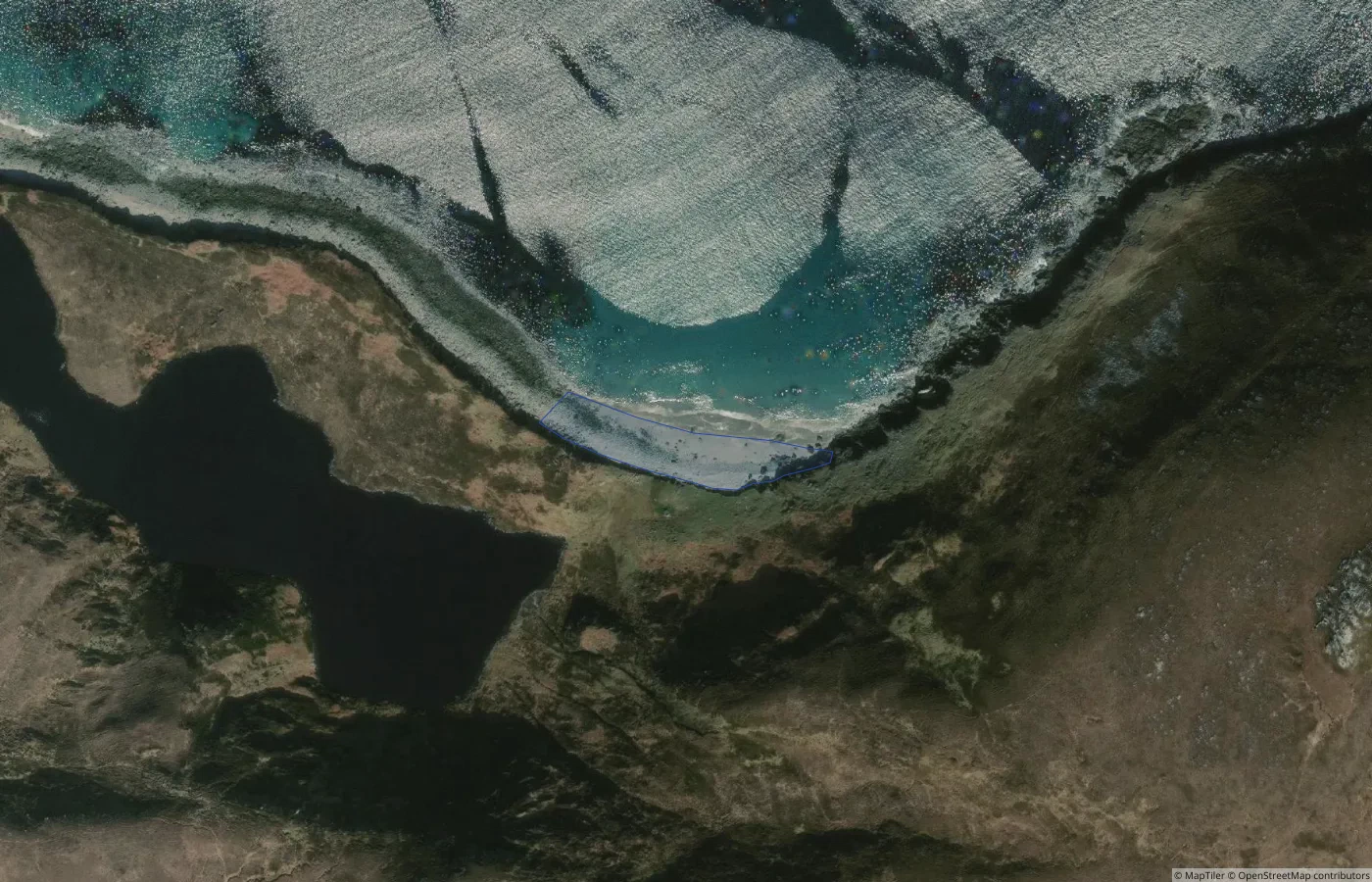 Aerial map view of Annagh Strand in County Mayo