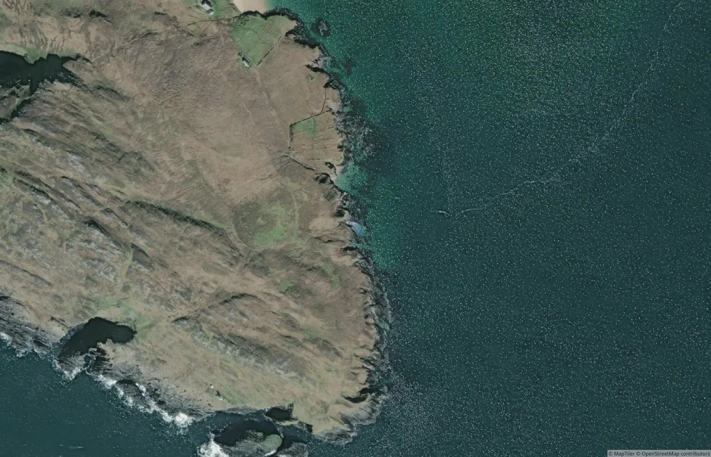 Aerial map view of Unnamed Natural Shore — Achillbeg Coast 18 in County Mayo