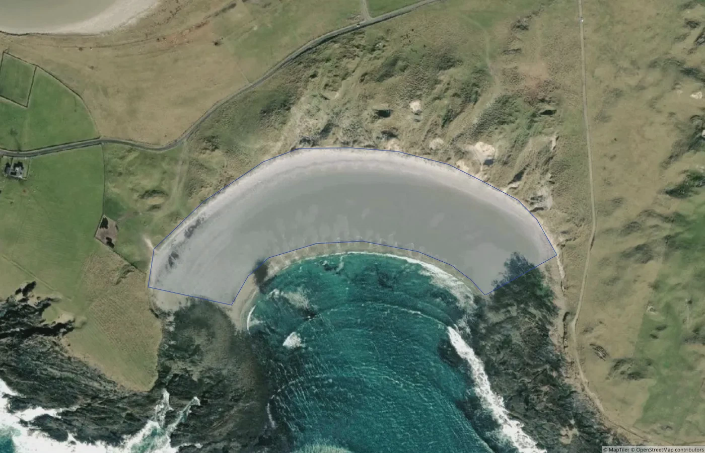 Aerial map view of Unnamed Natural Shore — Mullet Peninsula North Coast 01 in County Mayo