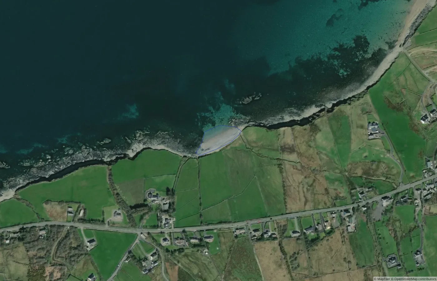 Aerial map view of Black Strand in County Mayo