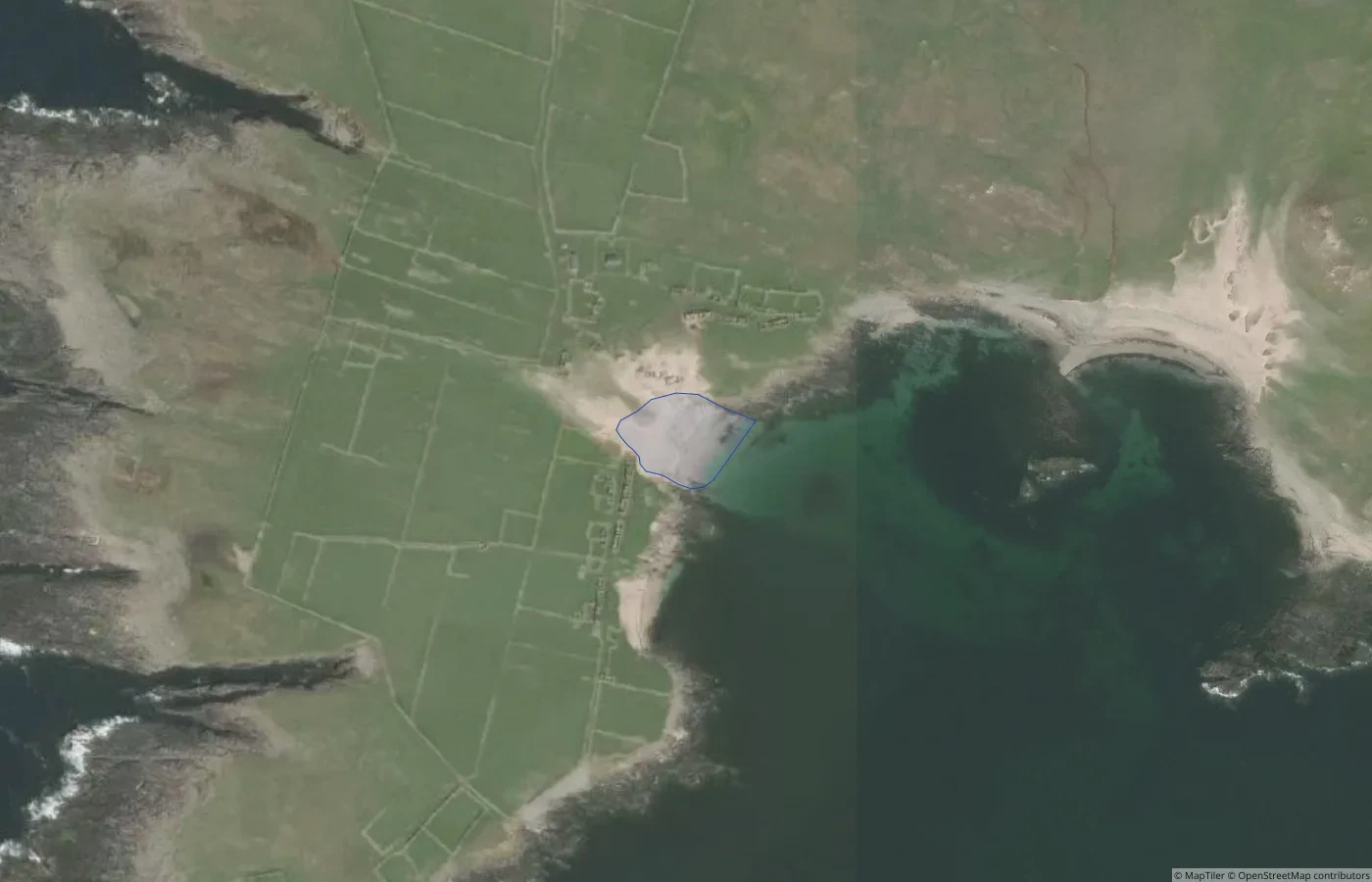 Aerial map view of Inis Gé Thuaidh in County Mayo