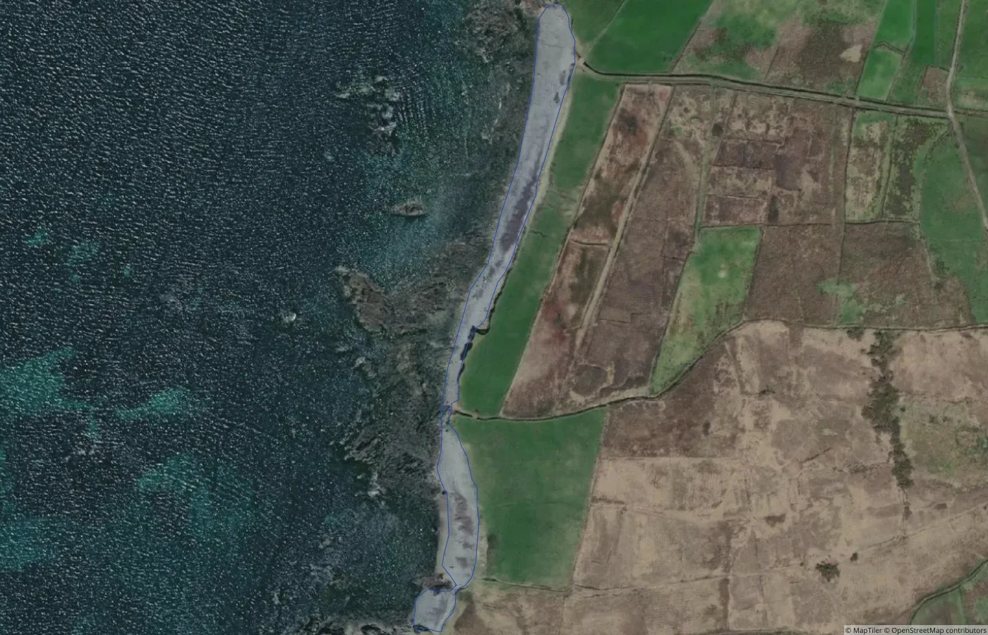 Aerial map view of Turloughbeg Strand in County Mayo