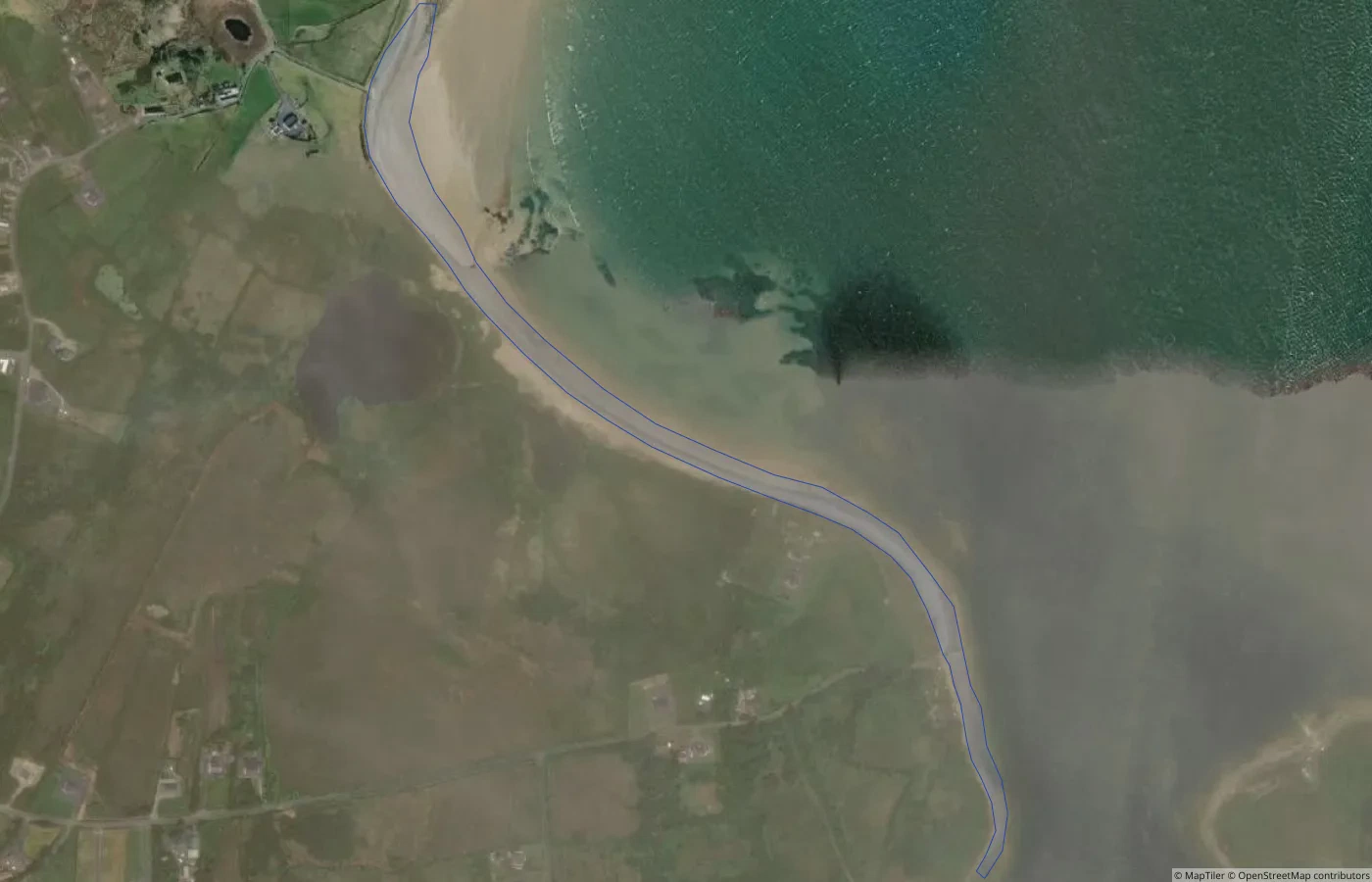 Aerial map view of Dooniver Strand in County Mayo