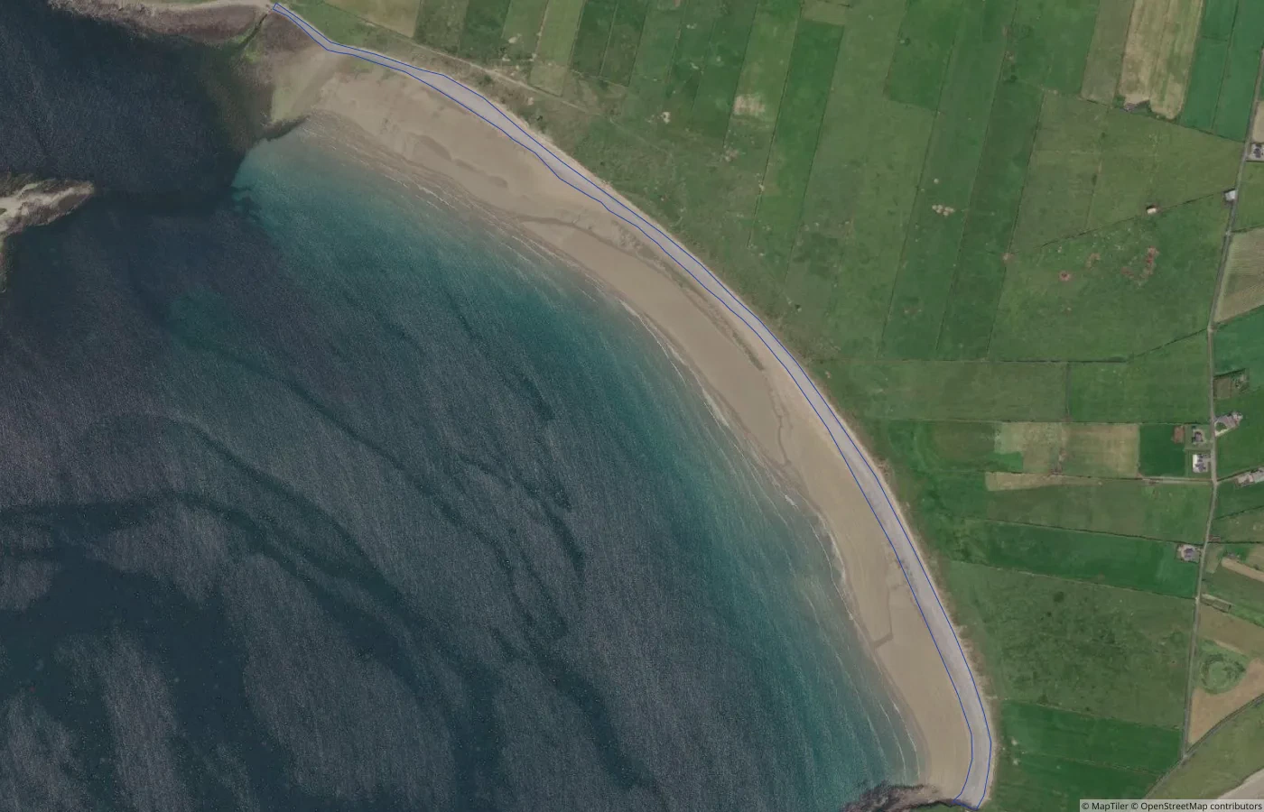 Aerial map view of Yellow Strand in County Sligo