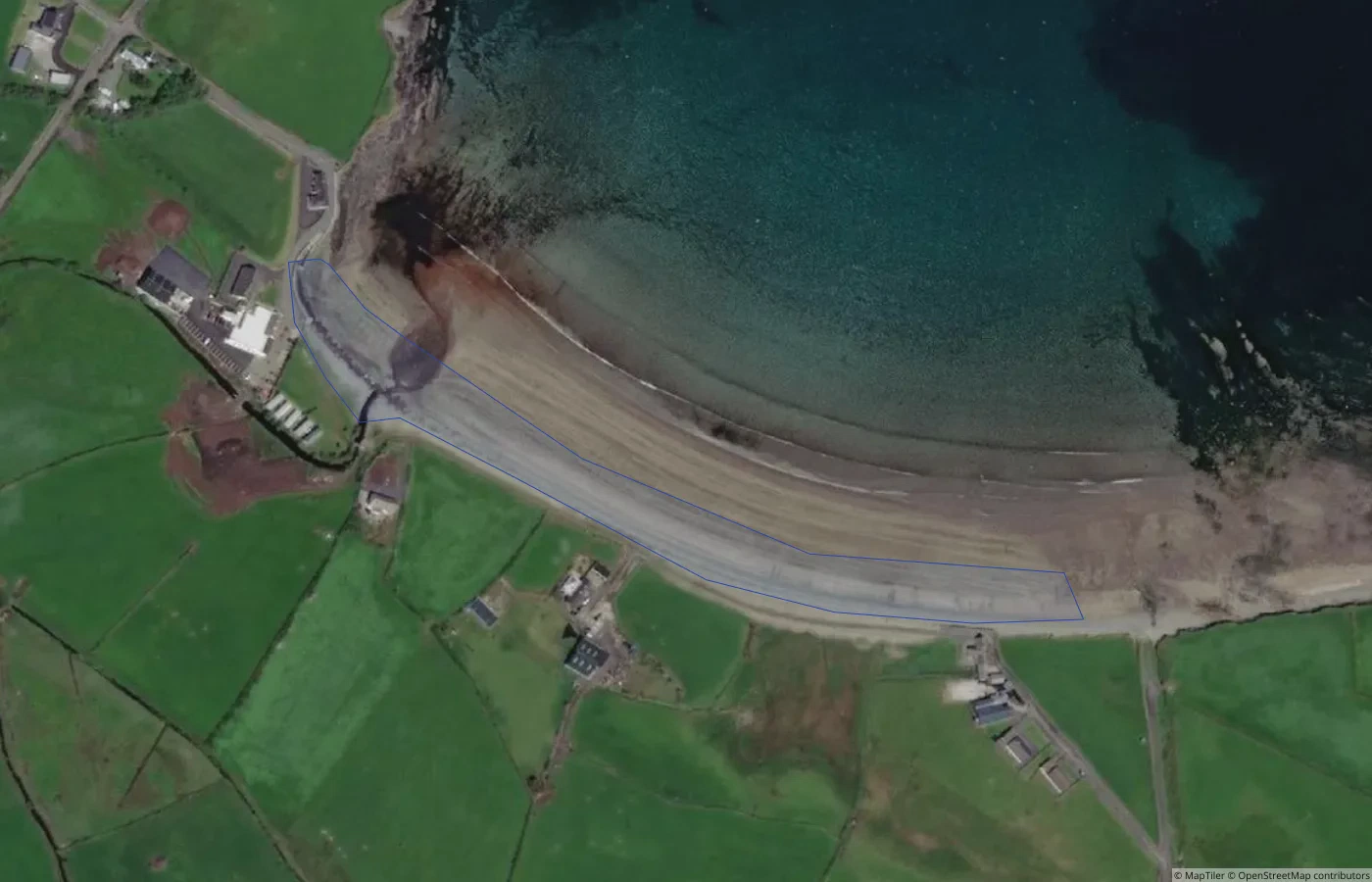 Aerial map view of Aughris Beach in County Sligo
