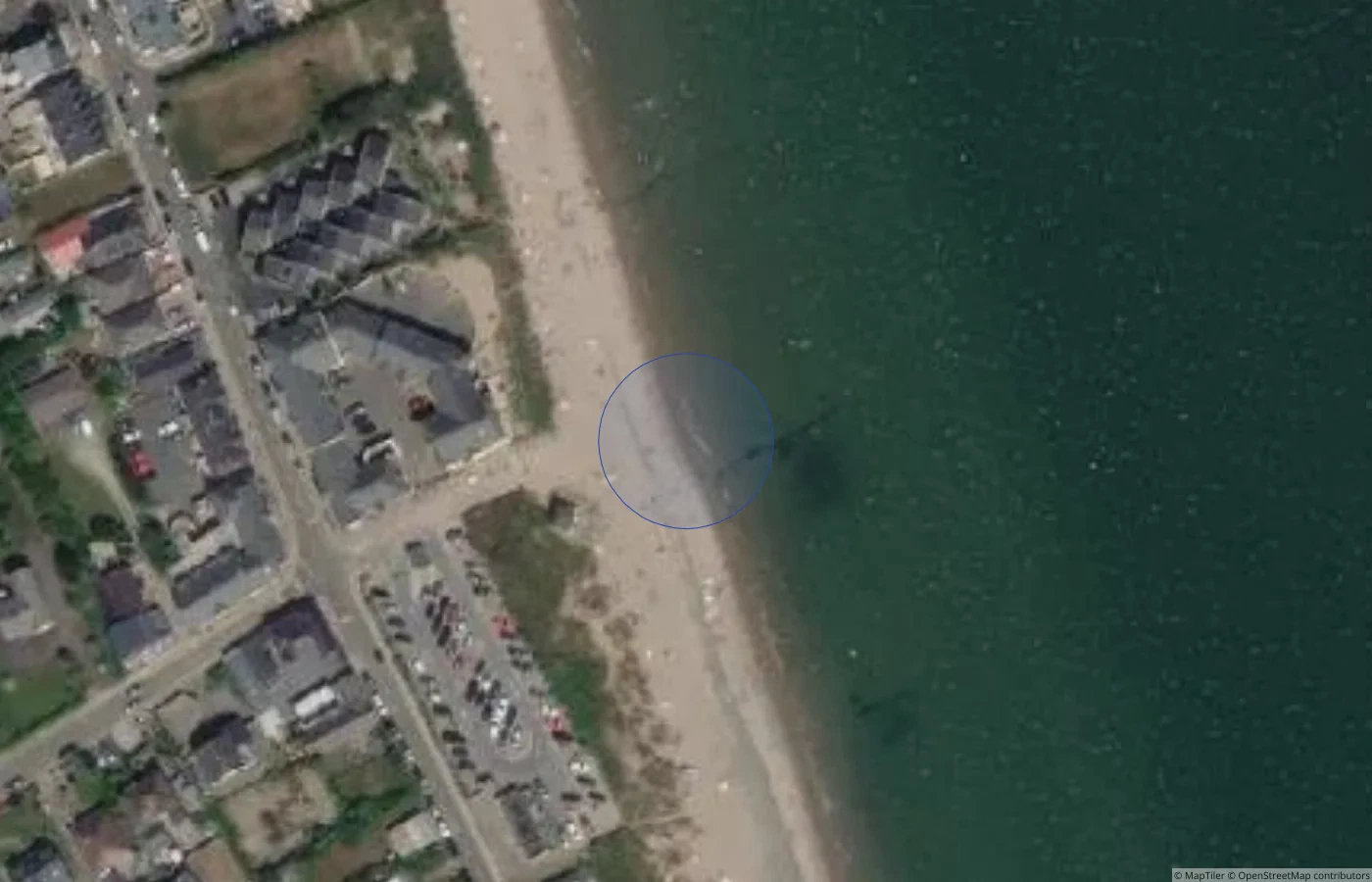 Aerial map view of Rosslare Strand Beach in County Wexford