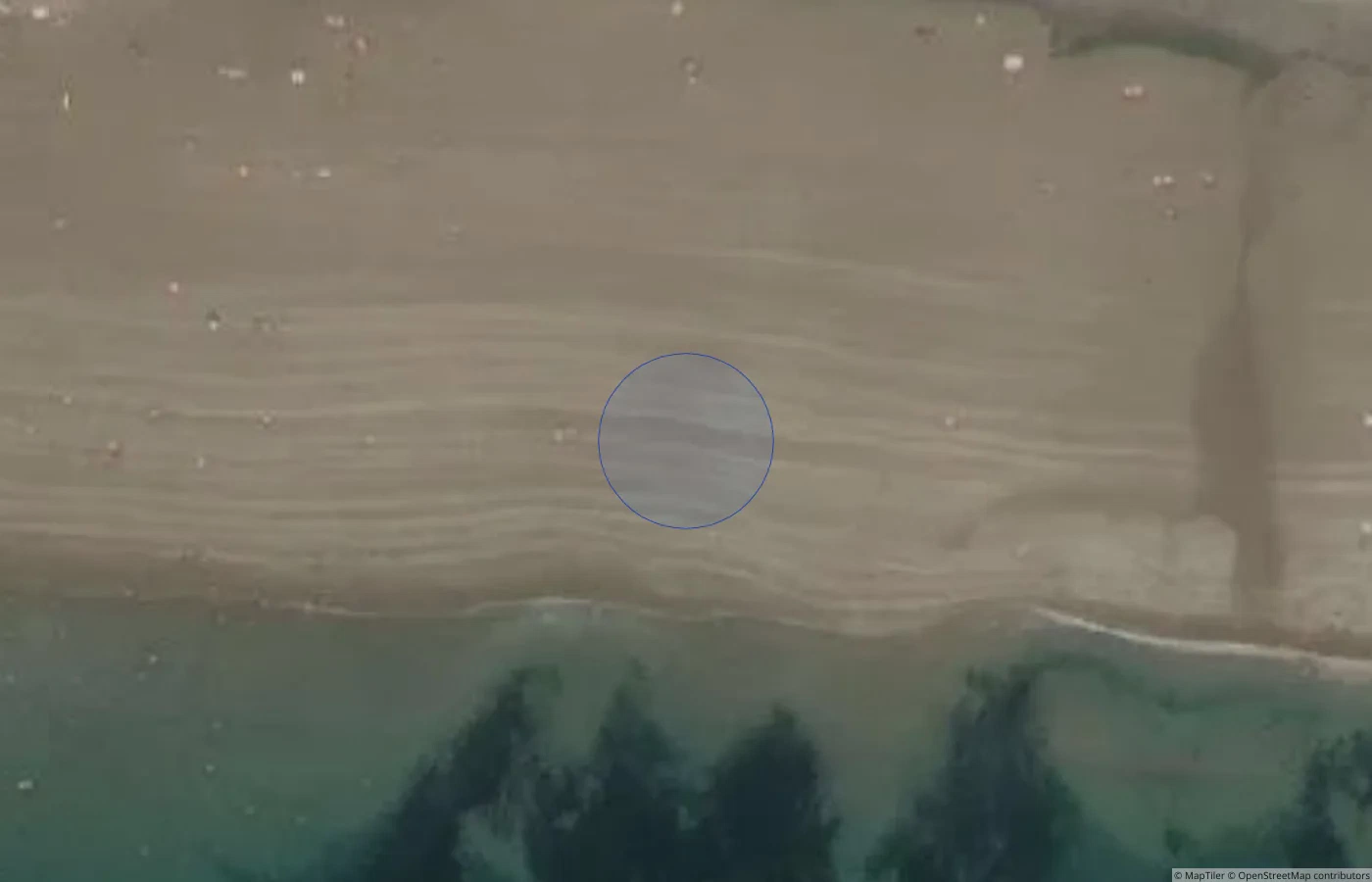 Aerial map view of Tramore Beach in County Waterford