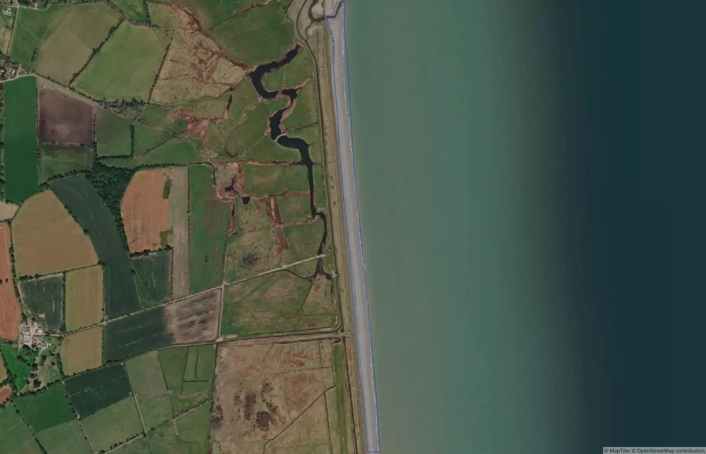 Aerial map view of Leamore Strand in County Wicklow