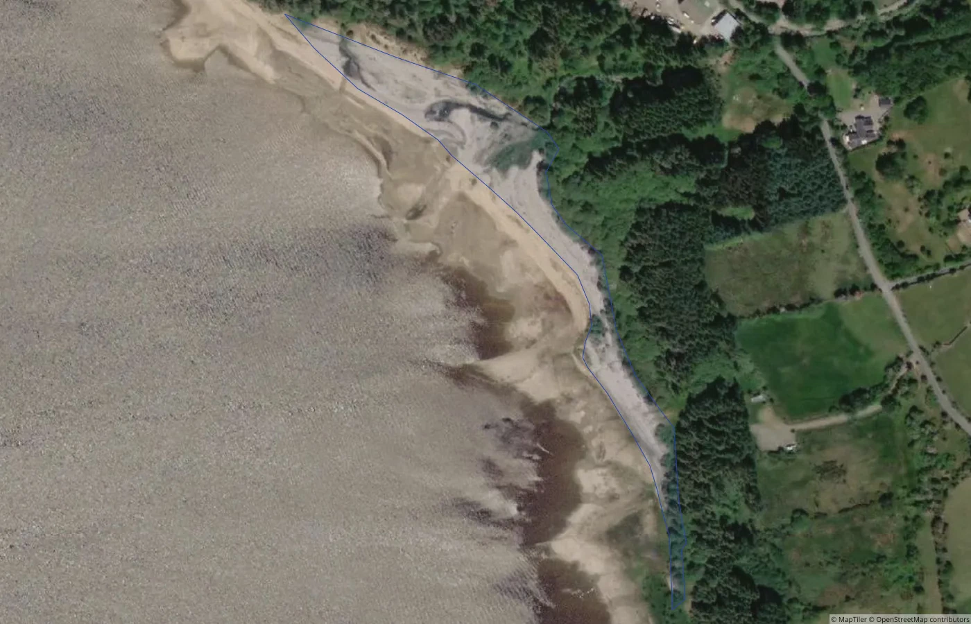 Aerial map view of Unnamed Sand Shore — Wicklow Mountains and Lakes 05 in County Wicklow
