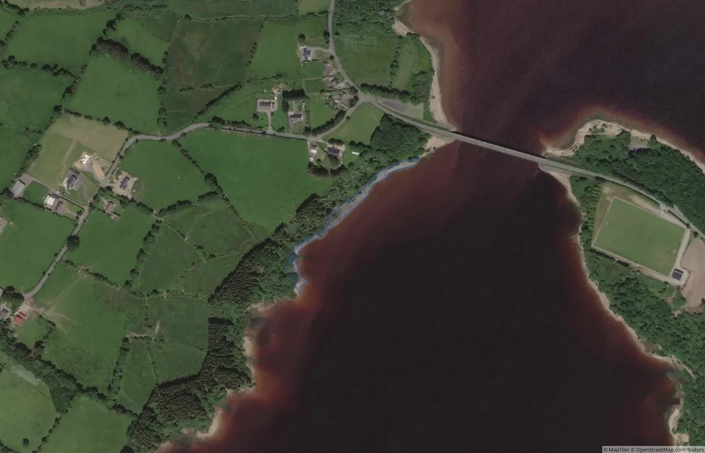 Aerial map view of Unnamed Sand Shore — Wicklow Mountains and Lakes 13 in County Wicklow
