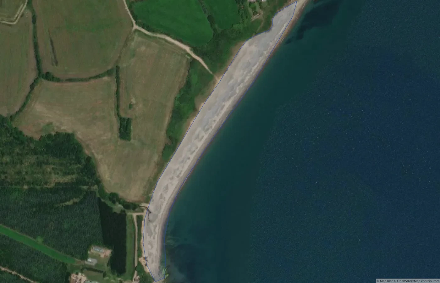 Aerial map view of Unnamed Natural Shore — Clogga and South Wicklow Coast 05 in County Wicklow