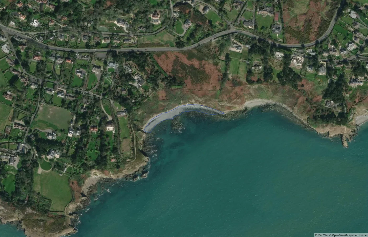 Aerial map view of Broad Strand in County Dublin