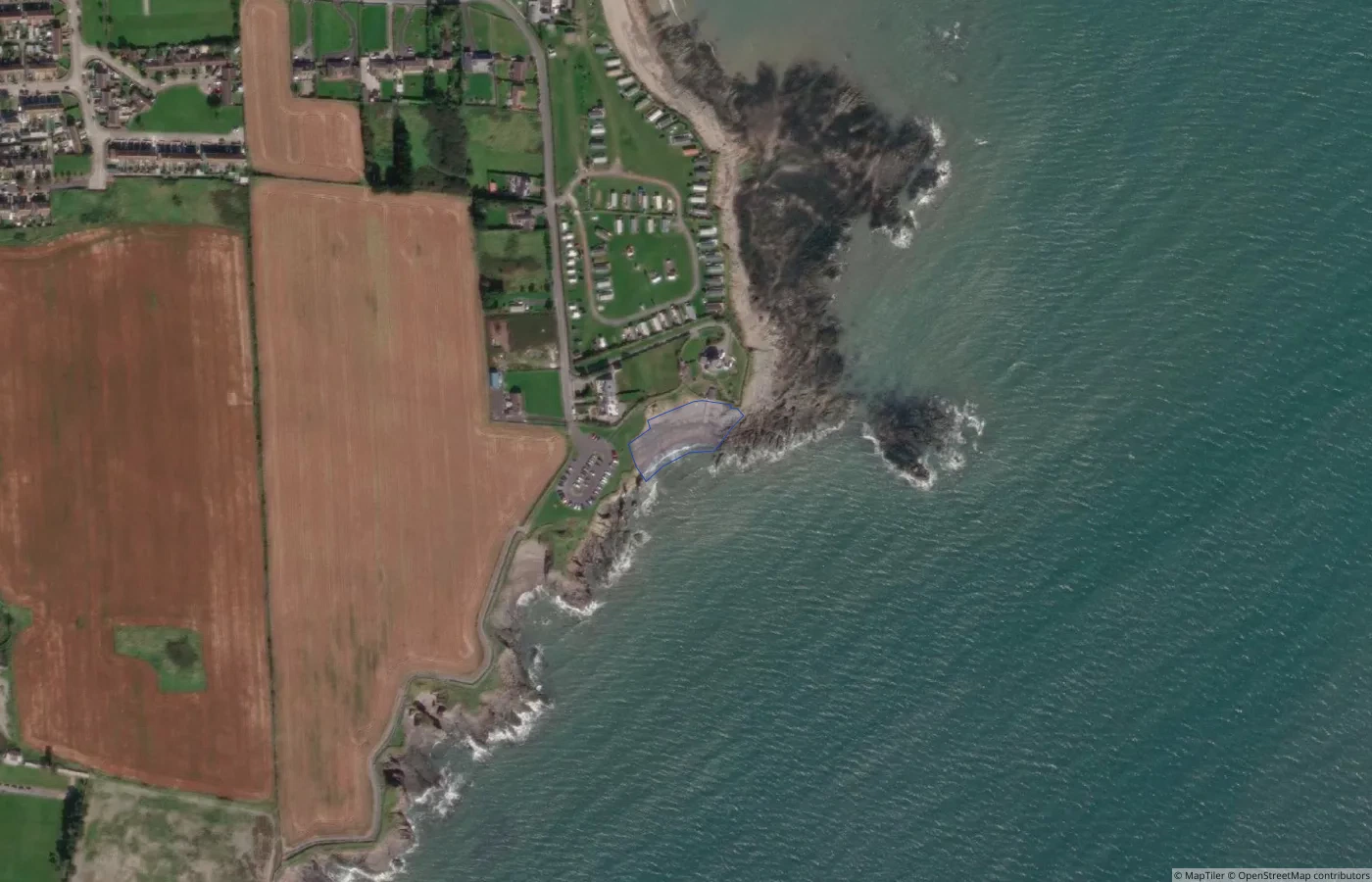 Aerial map view of Tower Bay Beach in County Dublin