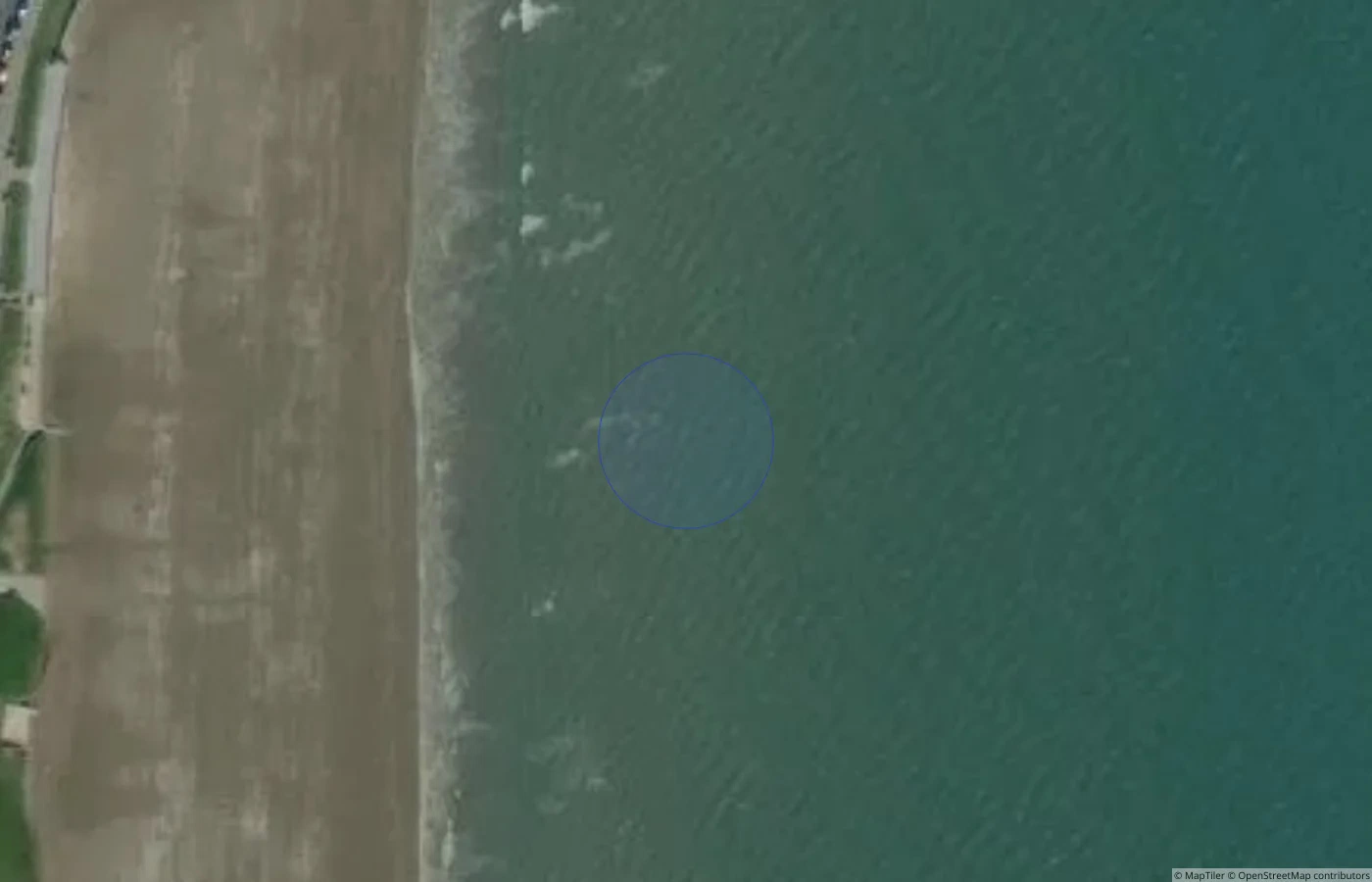 Aerial map view of Velvet Strand, Portmarnock in County Dublin