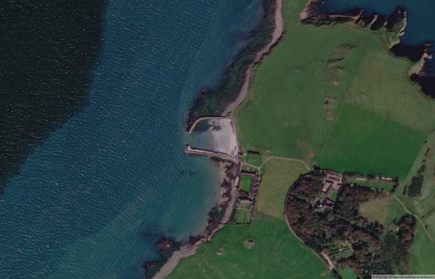 Aerial map view of Lambay Harbour in County Dublin