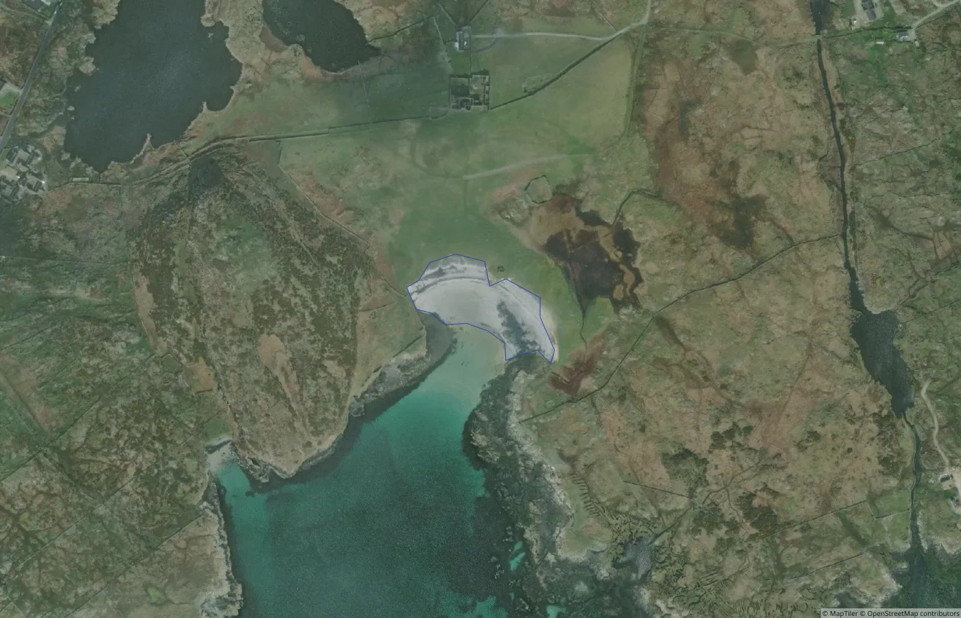 Aerial map view of Unnamed Sand Shore — Ballyconneely Coast 10 in County Galway