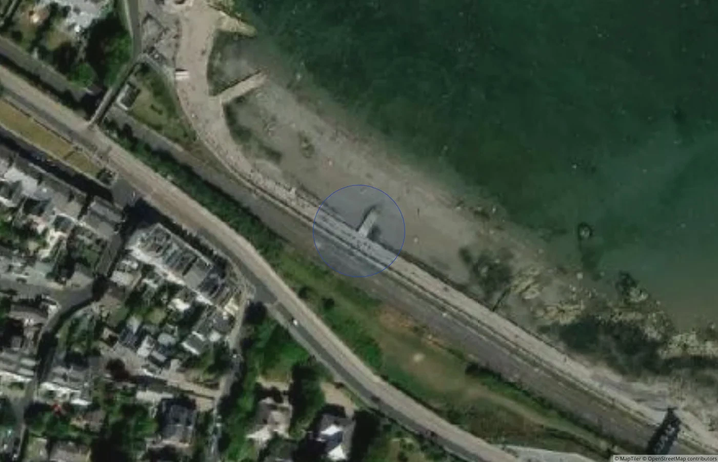 Aerial map view of Seapoint Beach in County Dublin