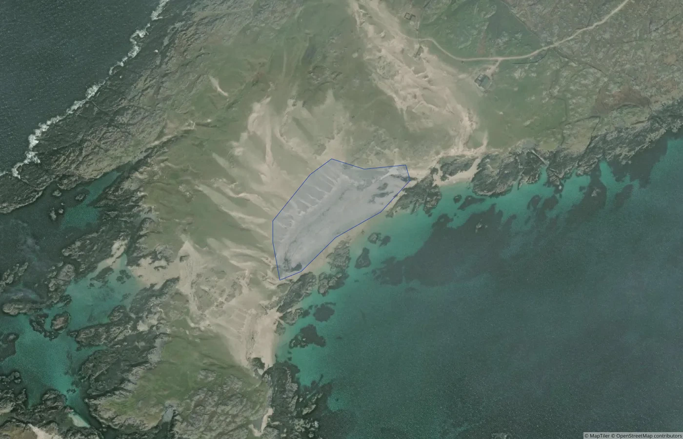 Aerial map view of Unnamed Sand Shore — Ballyconneely Coast 11 in County Galway
