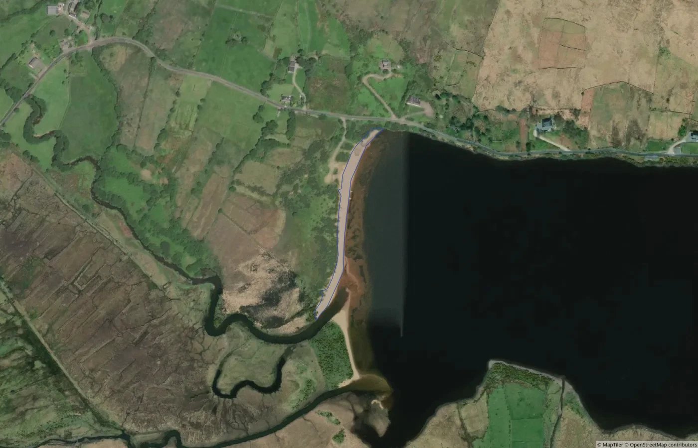 Aerial map view of Unnamed Sand Shore — South Connemara Coast 03 in County Galway