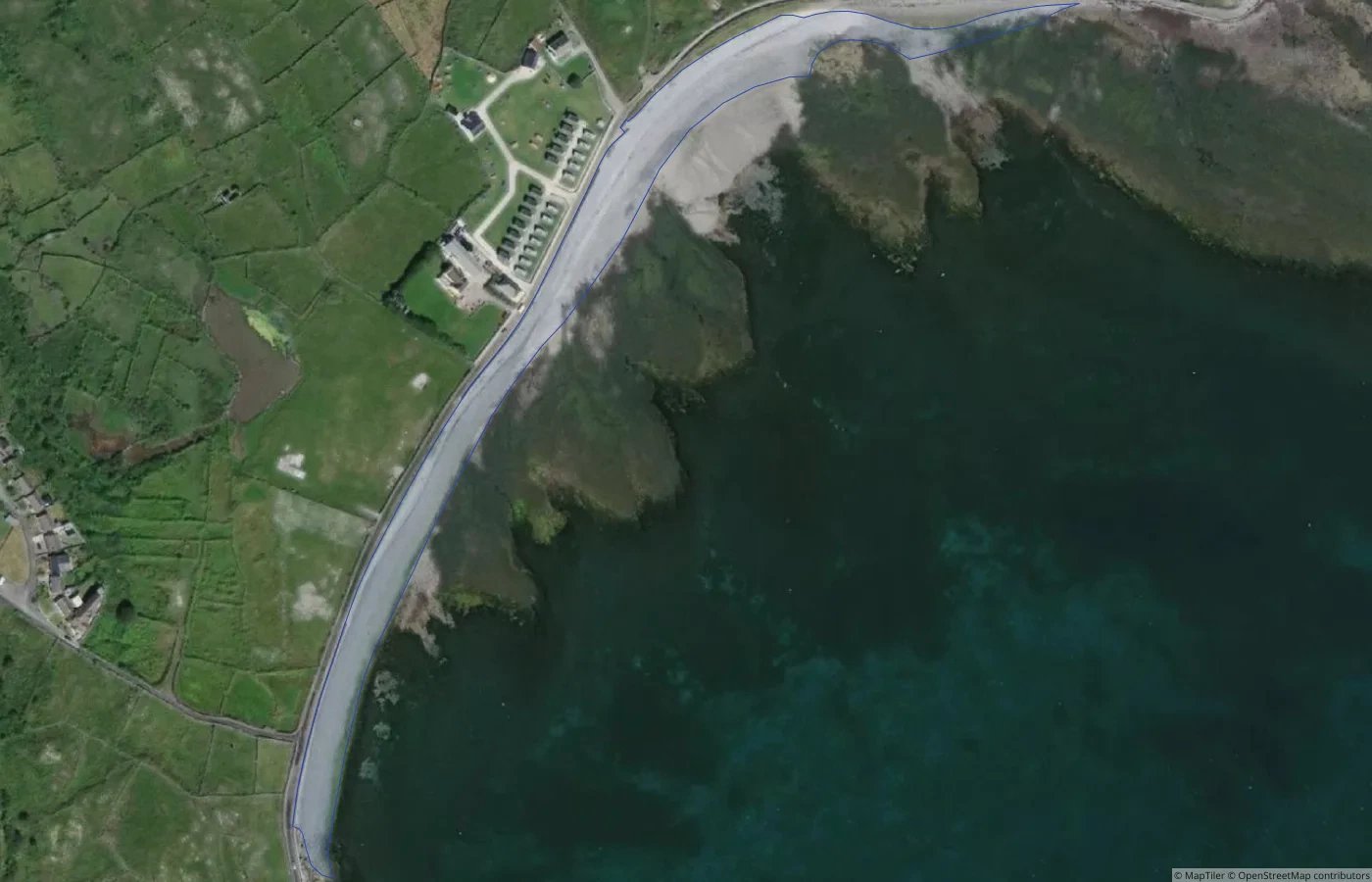 Aerial map view of Frenchman's Beach, Inis Mór in County Galway
