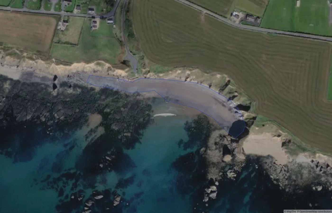 Aerial map view of Benvoy Beach in County Waterford