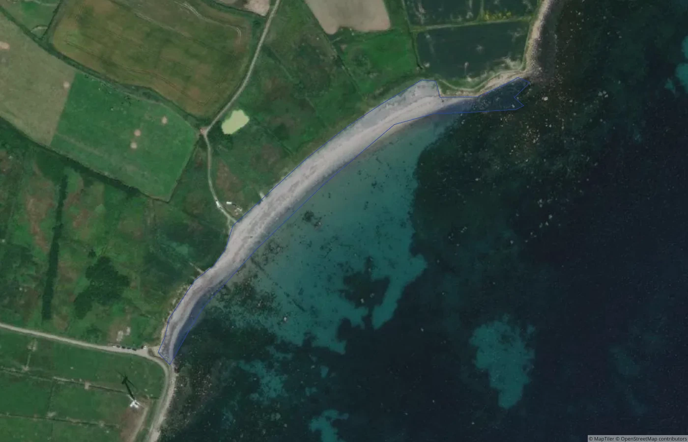 Aerial map view of Nethertown Beach in County Wexford